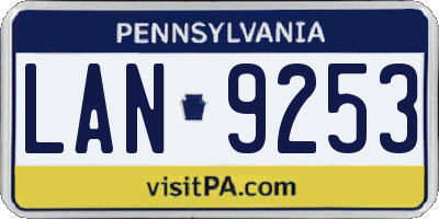 PA license plate LAN9253
