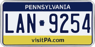 PA license plate LAN9254