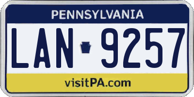 PA license plate LAN9257