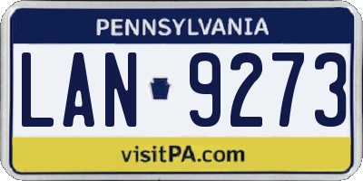 PA license plate LAN9273
