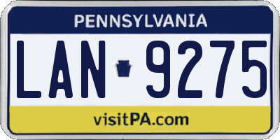 PA license plate LAN9275