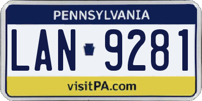 PA license plate LAN9281