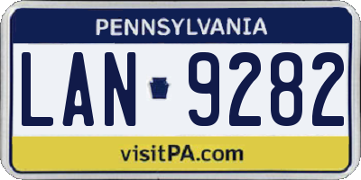 PA license plate LAN9282