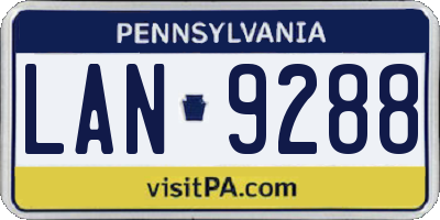 PA license plate LAN9288