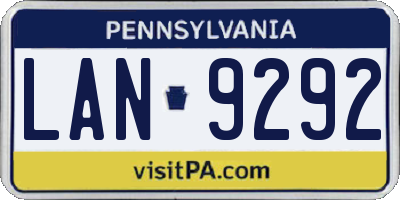 PA license plate LAN9292