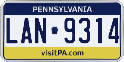 PA license plate LAN9314