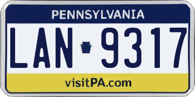 PA license plate LAN9317