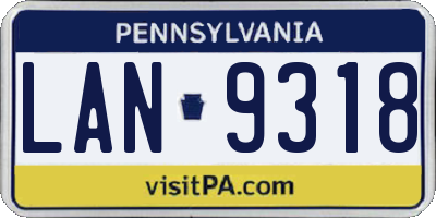 PA license plate LAN9318