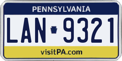 PA license plate LAN9321