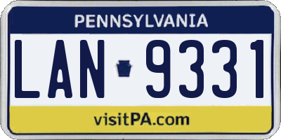PA license plate LAN9331