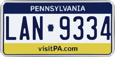 PA license plate LAN9334
