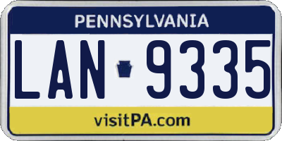 PA license plate LAN9335