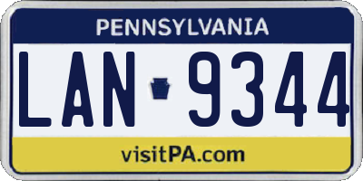 PA license plate LAN9344