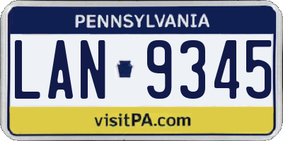 PA license plate LAN9345