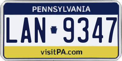 PA license plate LAN9347