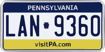 PA license plate LAN9360