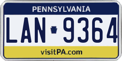 PA license plate LAN9364