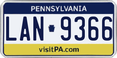 PA license plate LAN9366