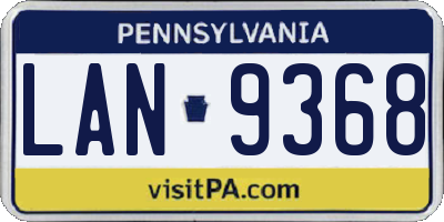 PA license plate LAN9368
