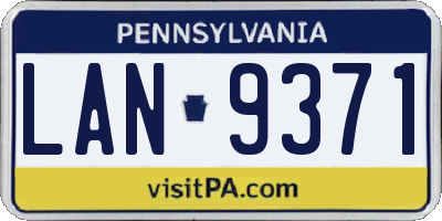 PA license plate LAN9371