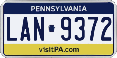 PA license plate LAN9372