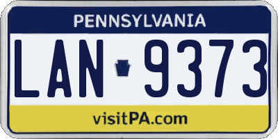 PA license plate LAN9373