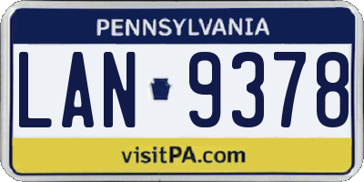 PA license plate LAN9378