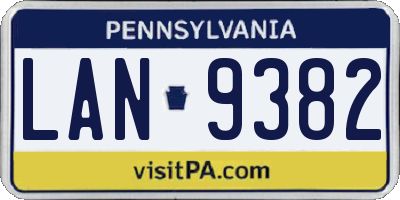 PA license plate LAN9382