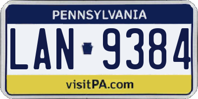 PA license plate LAN9384