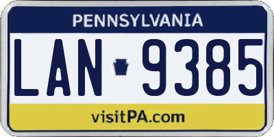 PA license plate LAN9385