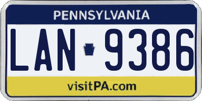 PA license plate LAN9386