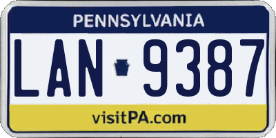 PA license plate LAN9387