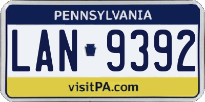 PA license plate LAN9392