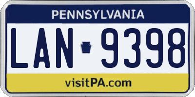 PA license plate LAN9398