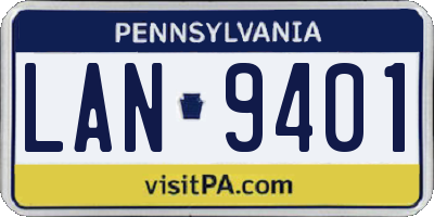 PA license plate LAN9401
