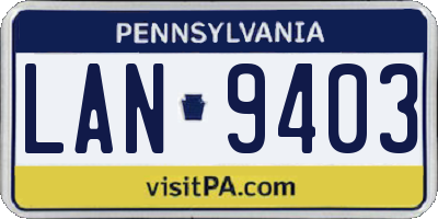 PA license plate LAN9403
