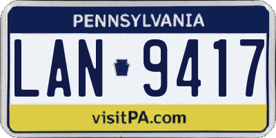 PA license plate LAN9417