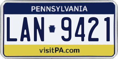 PA license plate LAN9421