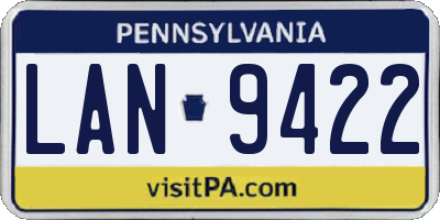 PA license plate LAN9422