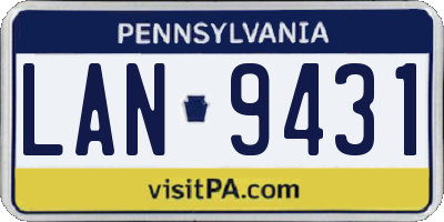 PA license plate LAN9431