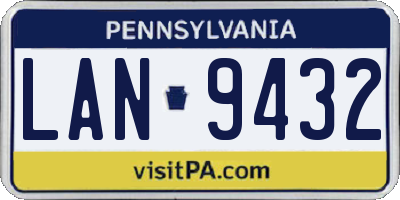 PA license plate LAN9432