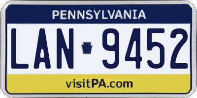 PA license plate LAN9452