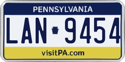 PA license plate LAN9454