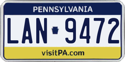 PA license plate LAN9472