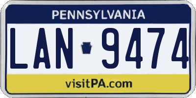 PA license plate LAN9474