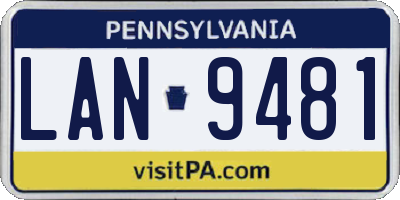 PA license plate LAN9481