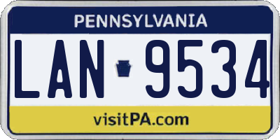 PA license plate LAN9534