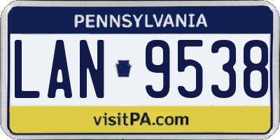 PA license plate LAN9538