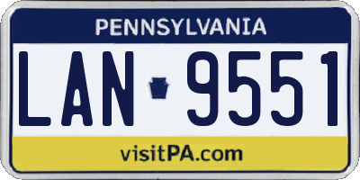 PA license plate LAN9551