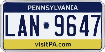 PA license plate LAN9647